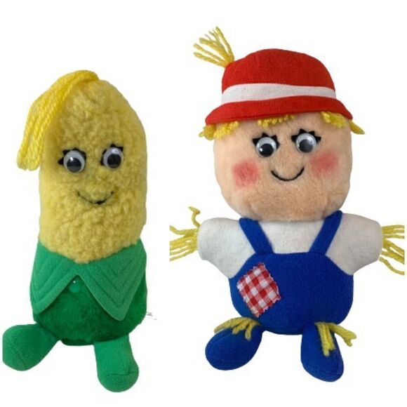 Vintage 1983 Del Monte Country Yumkin Shoo-Shoo Scarecrow and Cobbie Corn - Picture 1 of 9
